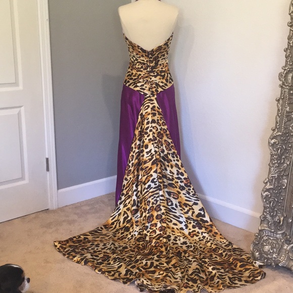 Purple Prom Dress With Cheetah Print - Picture 3 of 4